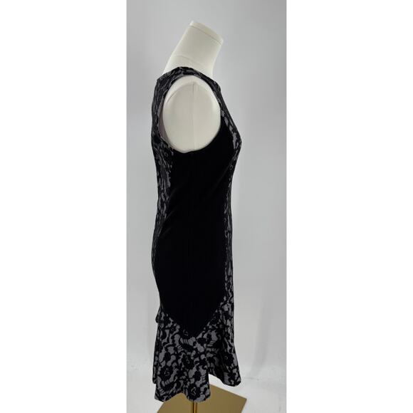 Maeve Anthropologie Black White Lace Dress Stretch Sleeveless Dark Coquette S - Picture 4 of 14